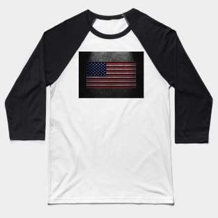 American Flag Stone Texture Repost Baseball T-Shirt